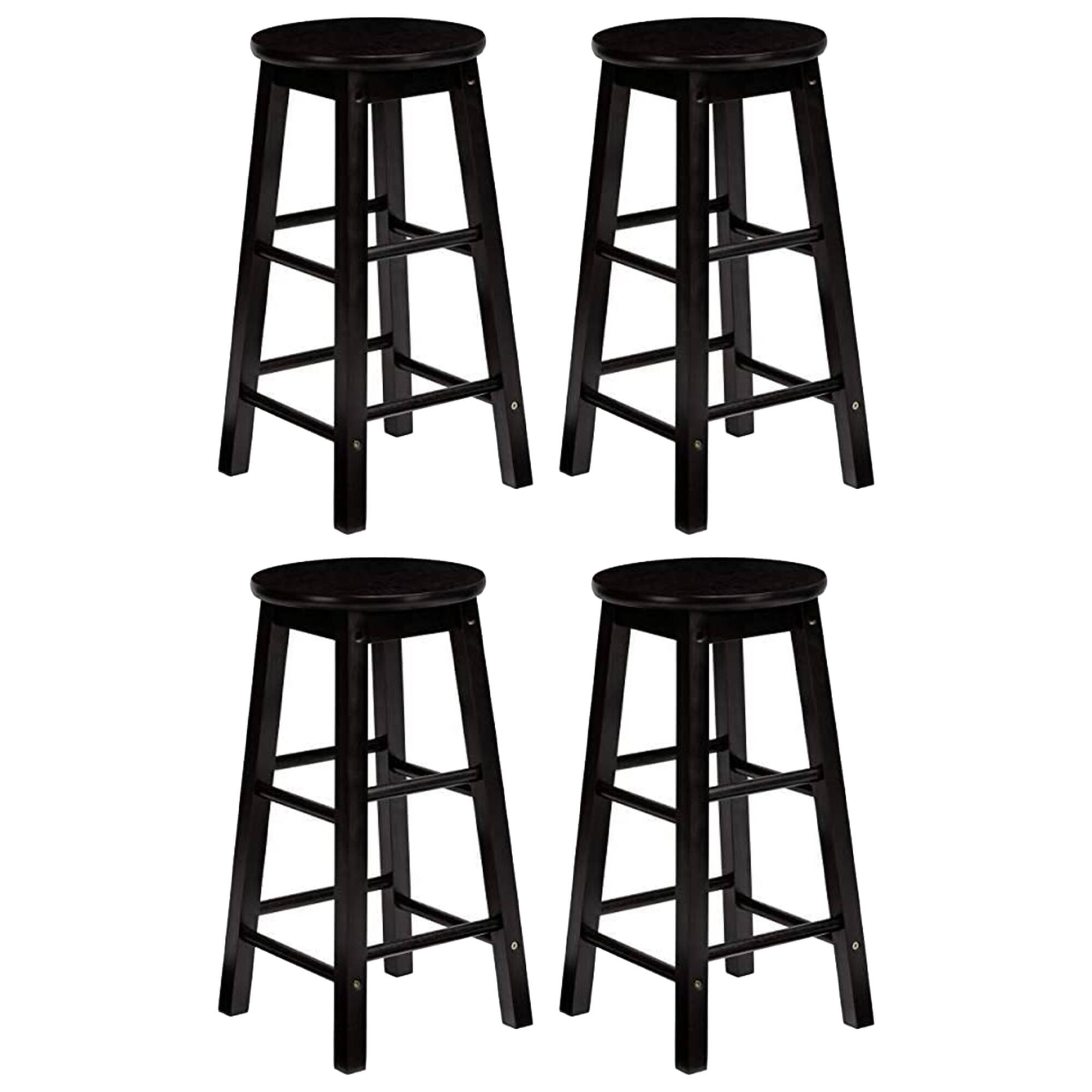 Front. PJ Wood - PJ Wood Classic Round Seat 29 Inch Tall Kitchen Counter Stools, Black (Set of 4) - Black.