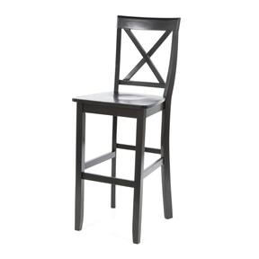 Front. SlickBlue - Set of 2 30-Inch Wooden Barstools – Sturdy X-Back Chairs for Bar or Counter - Black.