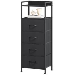 VEGA AUTOMOTIVE - Night Stand With 4 Drawers Vertical Storage Tower Fabric Dresser For Bedroom Nightstand Bedside Table Furni - Black