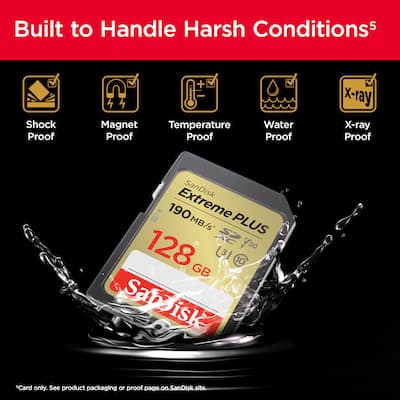 SanDisk Extreme PLUS 128GB SDXC UHS I Memory Card SDSDXWA-128G SanDisk Extreme PLUS 128GB SDXC UHS I Memory Card SDSDXWA-128G
