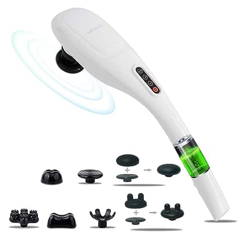 DORLUKFU - Cordless Handheld Back Massager w/Rechargeable 3200mAh Battery, 5 Speed and 5 +2 Massage Nodes with Hard, Medium and 2