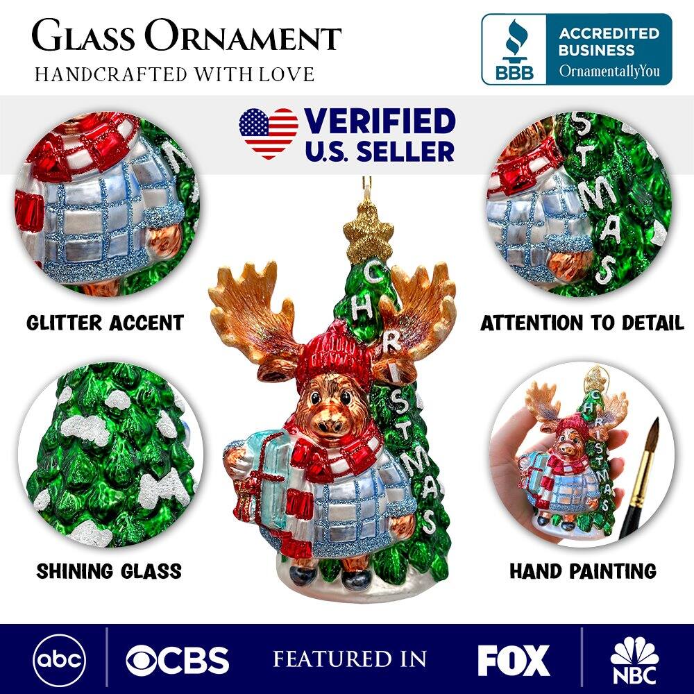 GLASS ORNAMENT  
HANDCRAFTED WITH LOVE  

VERIFIED U.S. SELLER  

ACCREDITED BUSINESS  
OrnamentallyYou  

GLITTER ACCENT  
SHINING GLASS  
ATTENTION TO DETAIL  
HAND PAINTING  

FEATURED IN  
abc | CBS | FOX | NBC