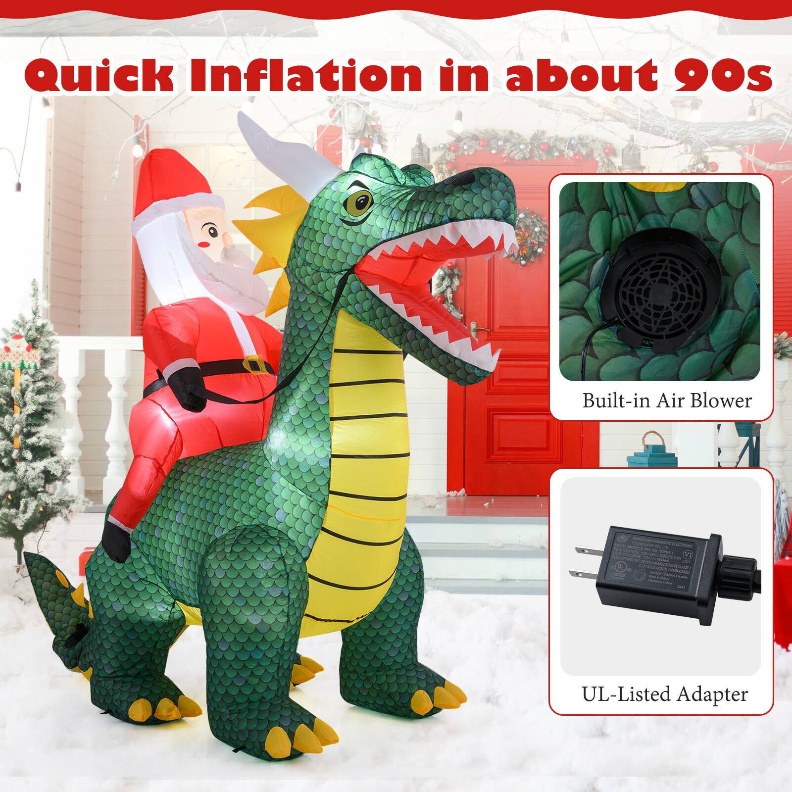 Quick Inflation in about 90s

Built-in Air Blower

UL-Listed Adapter