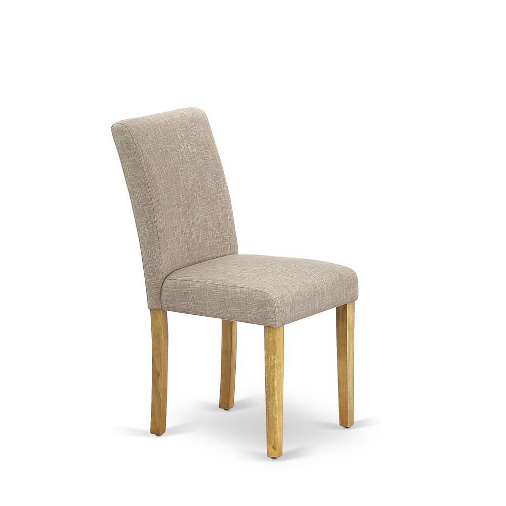 Angle. East West Furniture - 1NDAB3-OAK-04 Dining Table Set 3 Pc - Two Dining Room Chairs and a Modern Dining Table - Oak Finish Wood - Light Fawn - Oak.