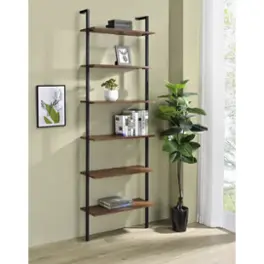TinyHomie - Christy Owens 96-inch 6-shelf Wall Bookshelf - Walnut