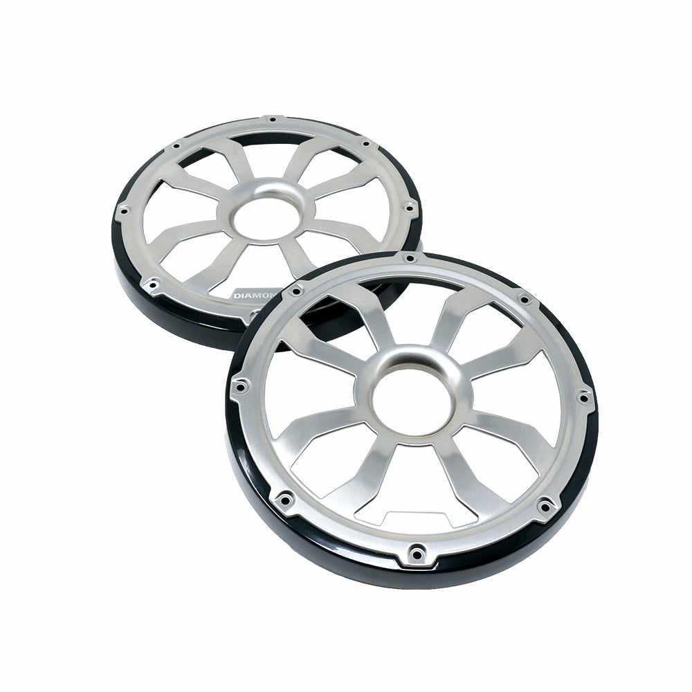 Alt View 1. Diamond Audio - Diamond Audio HXM8FGB Motorsport 8" Flush Mount Speaker Grills, Pair, Black/Stainless - Black/Gray.