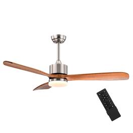 Costway - 52" Ceiling Fan with LED Light Reversible Ceiling Fan w/ Adjustable Temperature - Silver + Walnut