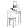 Front. Costway - Costway Vanity Table 10 Dimmable Bulbs Makeup Dressing Desk - White.