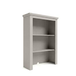 Martha Stewart - Lily Pond Modular Wooden Hutch with 2 Fixed Storage Shelves, Solid Wood Frame and Rear Cable Management Opening - Sharkey Gray