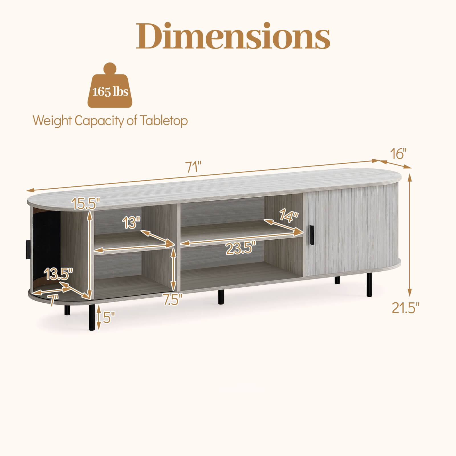 Dimensions  
165 lbs Weight Capacity of Tabletop  
71" 16" 15.5" 13" 13.5" 15" 7.5" 23.5" 14" 21.5"