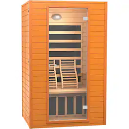 Essen Blissed - 2 Person Low EMF FAR Infrared Hemlock Wood Saunas for Home,9 Chromo Therapy Lights, Bluetooth Speakers for Home Gym Spa - Natural