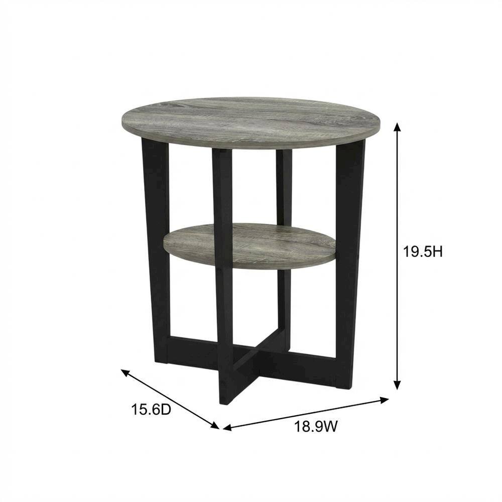 FurniFact - Modern French Oak Grey and Black Oval End Table Set (2) - French Oak Grey/Black price history on PriceWatchPro