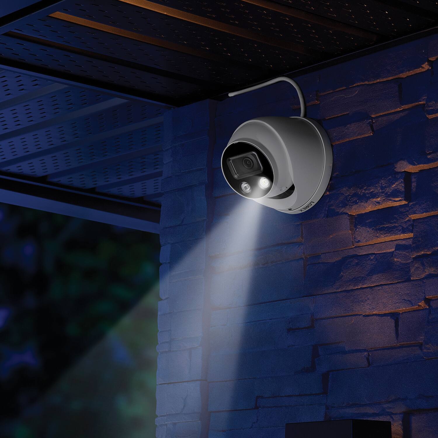Alt View 8. Lorex - 4K Ultra HD Wired Analog Indoor/Outdoor Add-on IP Dome Security Camera, Smart Deterrence Plus - White.