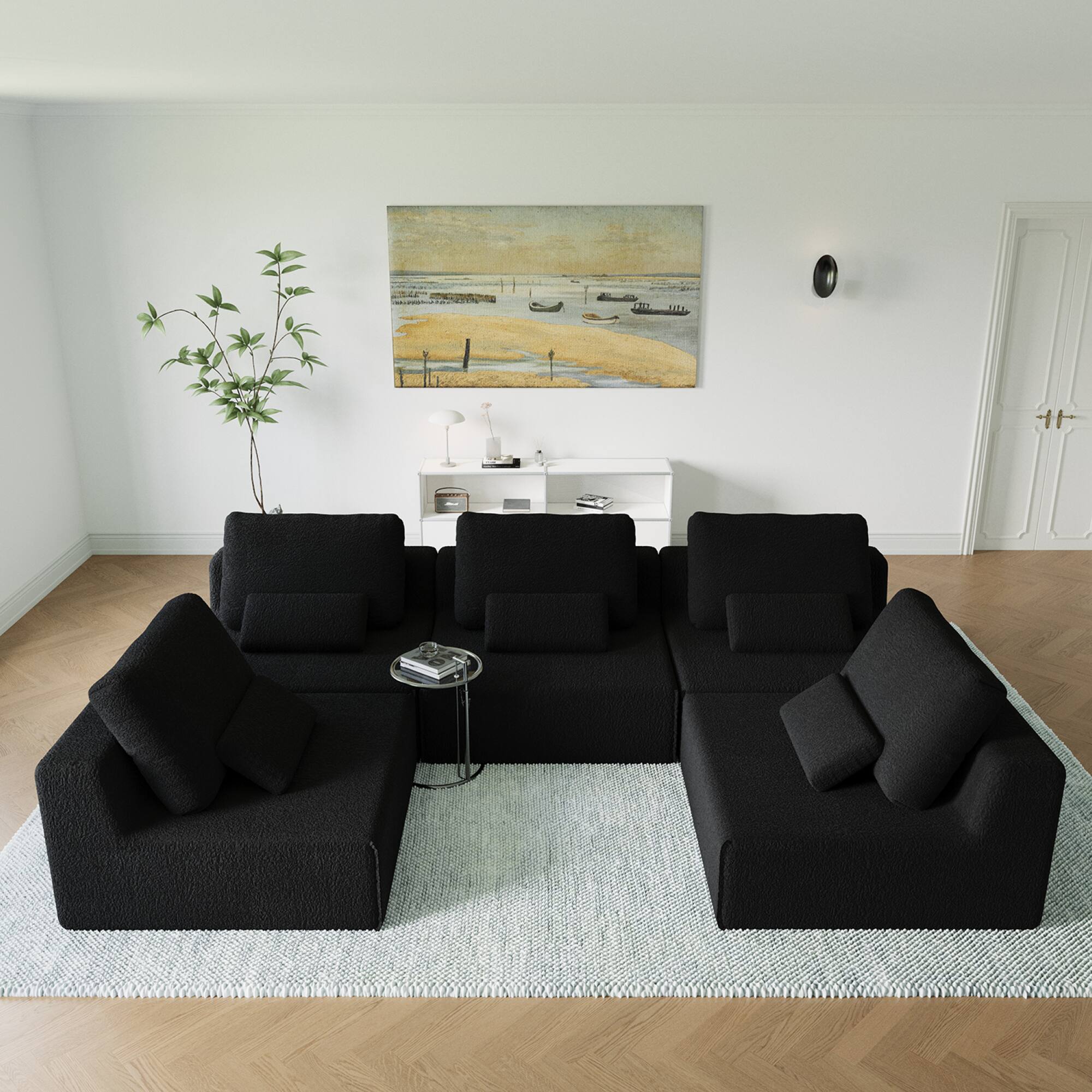 Left. GOODSILO - Oversized Modular Solo Sofa with Plush Foam-Filled Cushions for Adaptable Living Spaces - Black.