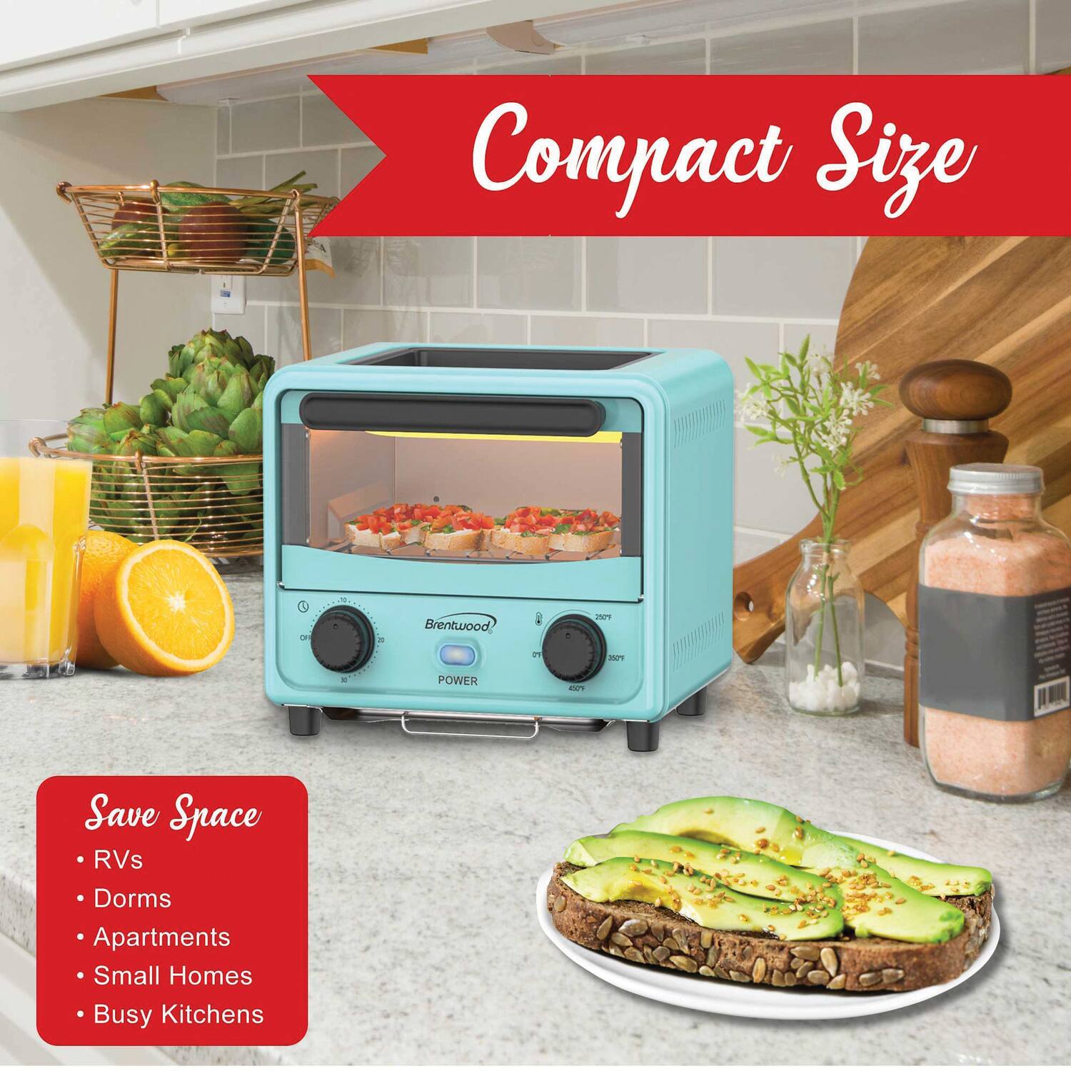 Compact Size

Brentwood POWER 409

Save Space
- RVs
- Dorms
- Apartments
- Small Homes
- Busy Kitchens