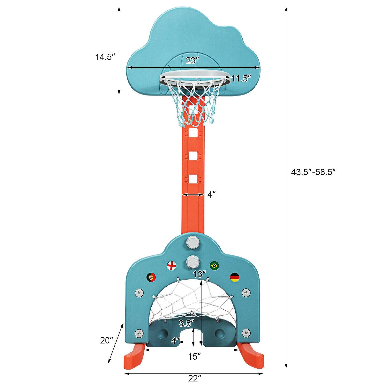 14.5" 23" 11.5" 43.5"-58.5" 4" + 13" + 20" 3.5" 4" 15" 22"