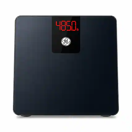 Front. GE - GE Smart Bathroom Scale with Bluetooth App, 500 lb Capacity, Black.