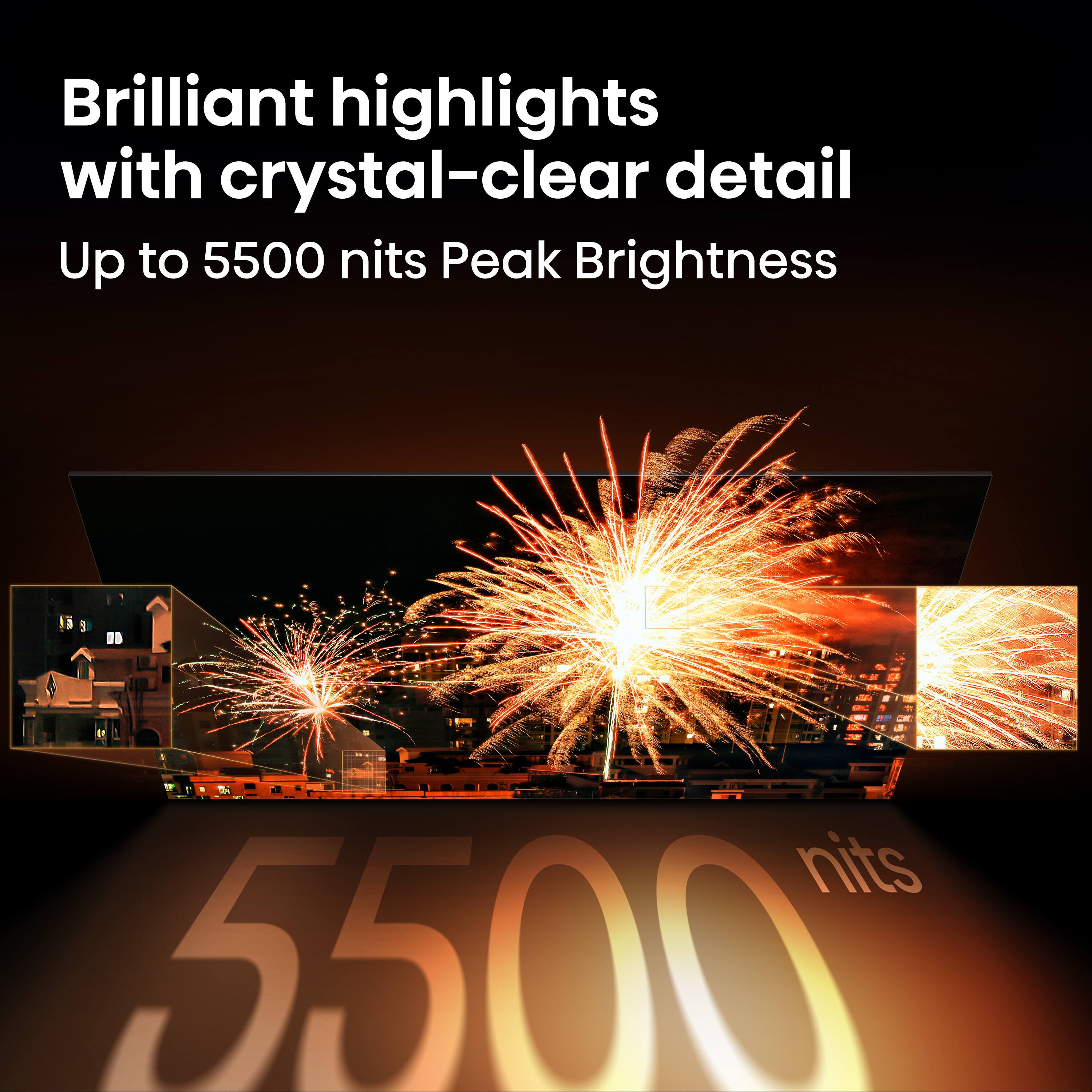 Brilliant highlights with crystal-clear detail  
Up to 5500 nits Peak Brightness