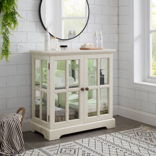 Angle. LUCKY ONE - Freestanding LED Curio Display Cabinet with Adjustable Shelves Retro Bookcase Storage for Home Decor - White.
