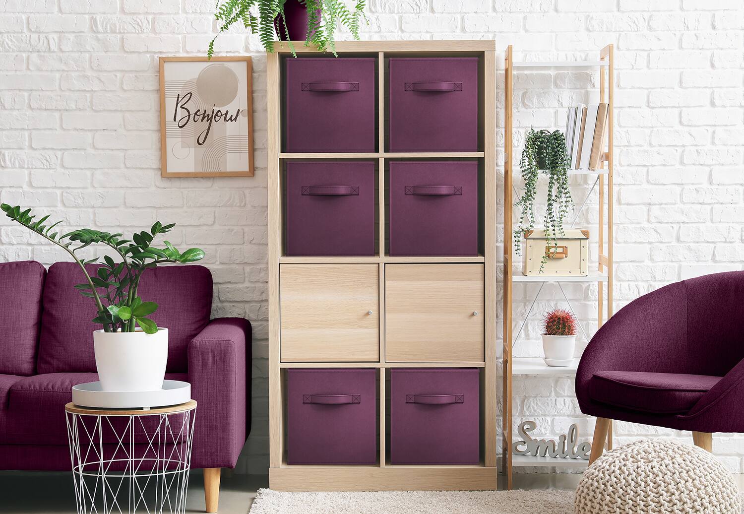 Alt View 3. Sorbus - Sorbus Large 13-Inch Foldable Storage Bin for Home, Bathroom and More, 1-Piece Cube Basket Organizer - Purple.