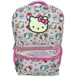 Hello Kitty - Nylon Pink Backpack 16" School Bookbag for Girls ages 3+ - Multicolored