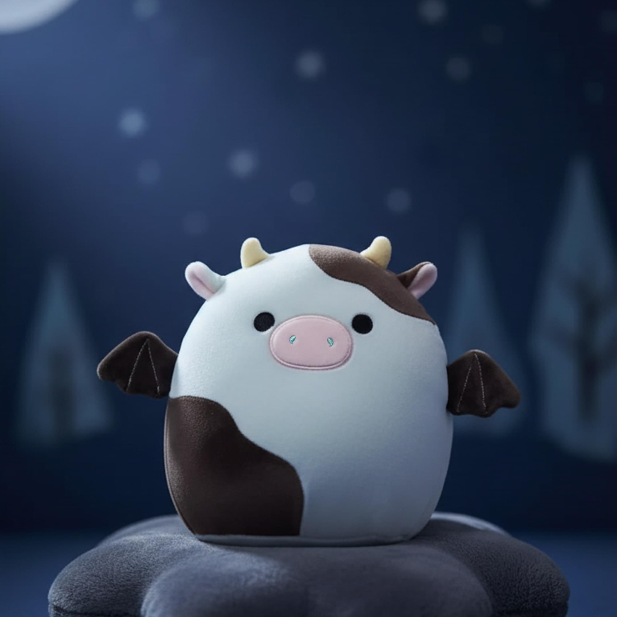 Alt View 2. Kellytoy - Squishmallows 8 Inch Plush | Cillian The Cow Bat - White.