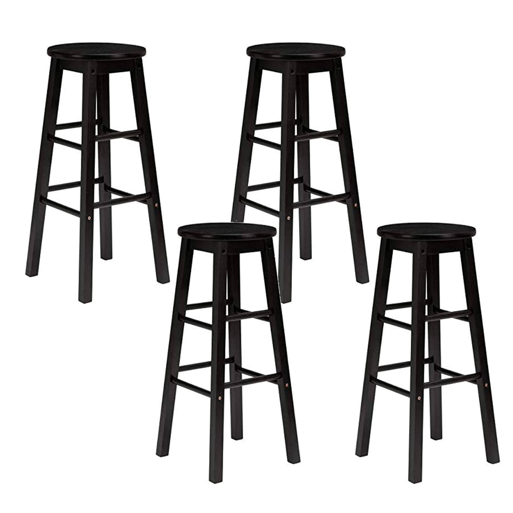 Front. PJ Wood - PJ Wood Classic Round Seat 24 Inch Kitchen and Counter Stools, Black (4 Pack) - Black.