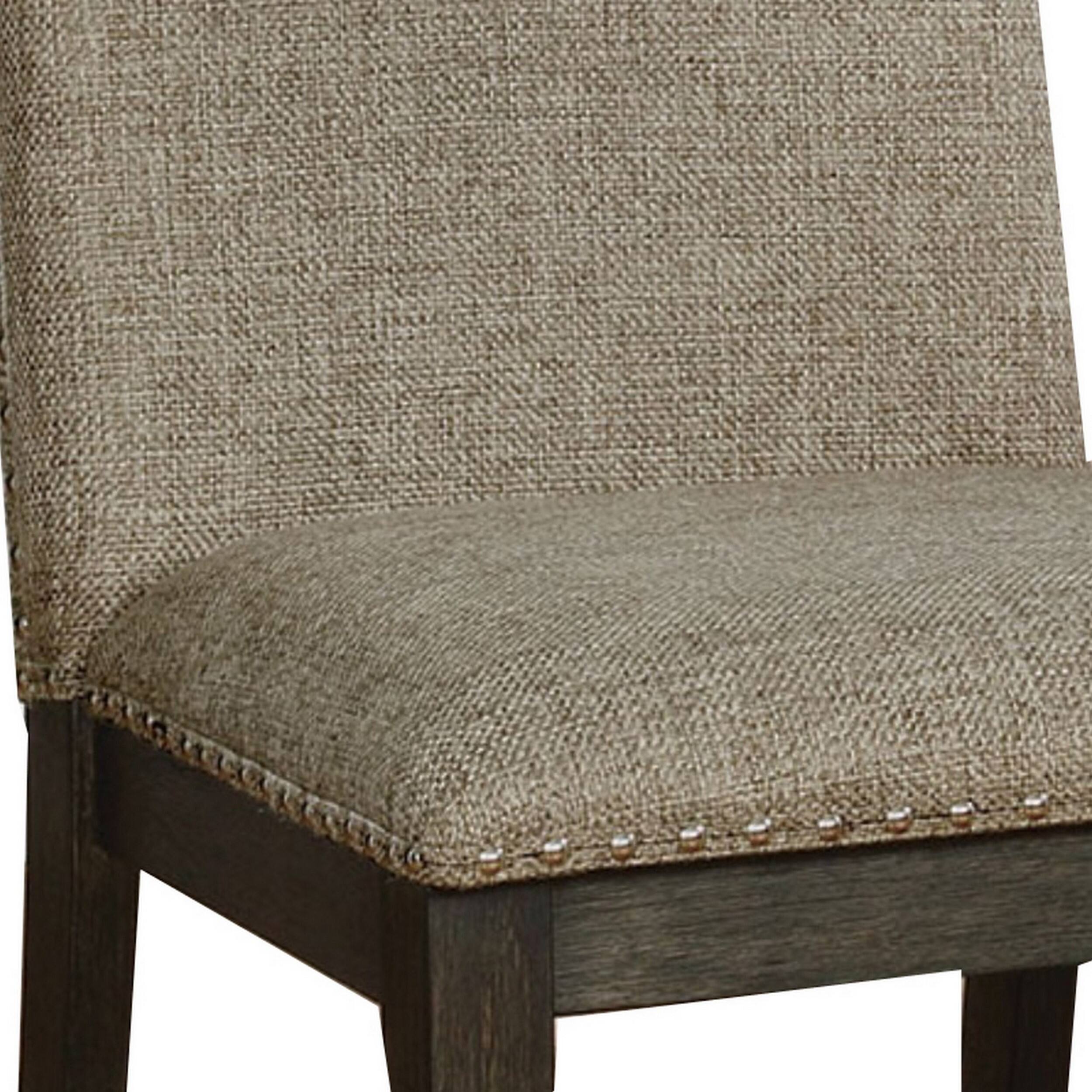Alt View 2. Manhattan Lane - 20 Inch Dining Chair, Set of 2, Gray Fabric,Nailhead Trim - Brown, Gray.