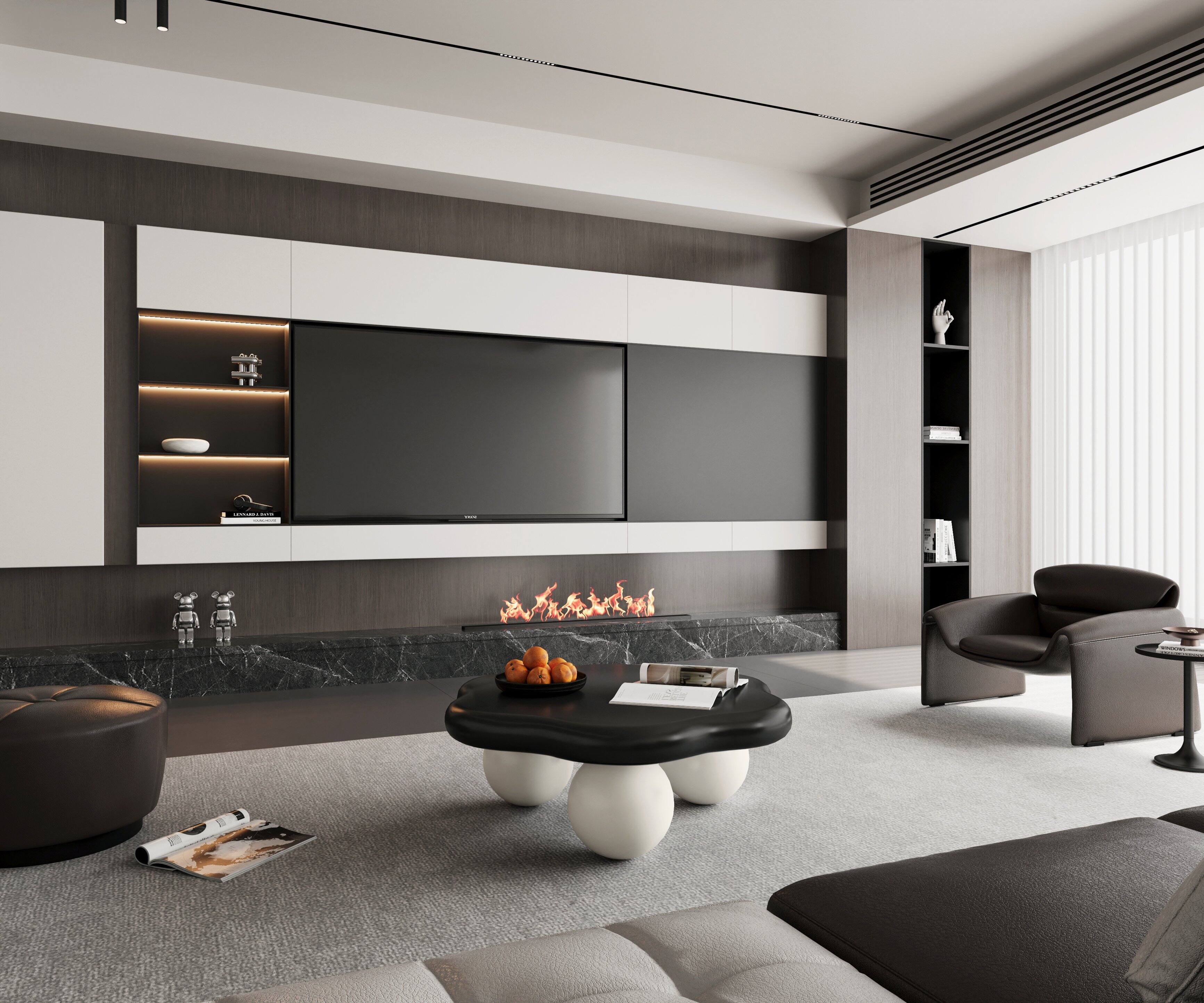 Alt View 3. Loheer - Loheer 35 Inch Cloud Shaped Coffee Table Modern Minimalist Petal Living Room Table Black Top White Spherical Legs - Black White.