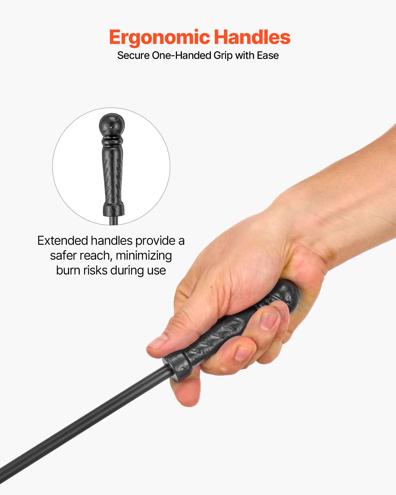 Ergonomic Handles  
Secure One-Handed Grip with Ease  

Extended handles provide a safer reach, minimizing burn risks during use