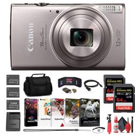 Canon - PowerShot ELPH 360 HS Camera + 2 x 64GB Card + 2 x Battery + Case + More (International Version)