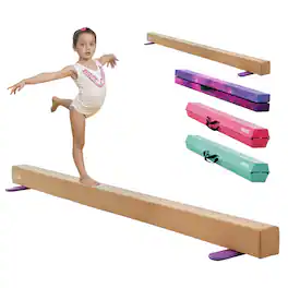 VEVOR - 8FT Balance Beam for Kids, 350 LBS Stable Support Gymnastics Floor Beam, Wood-Core Gymnastics Training Equipment - Yellow