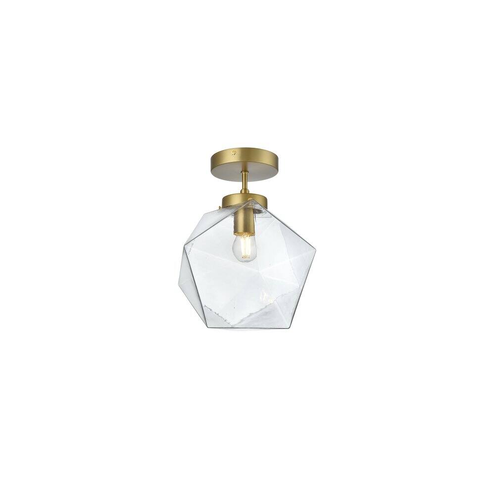 Back. Living District - Lawrence 10 Inch Flush Mount Ceiling Light Clear Shade in Satin Gold - Satin Gold And Clear.