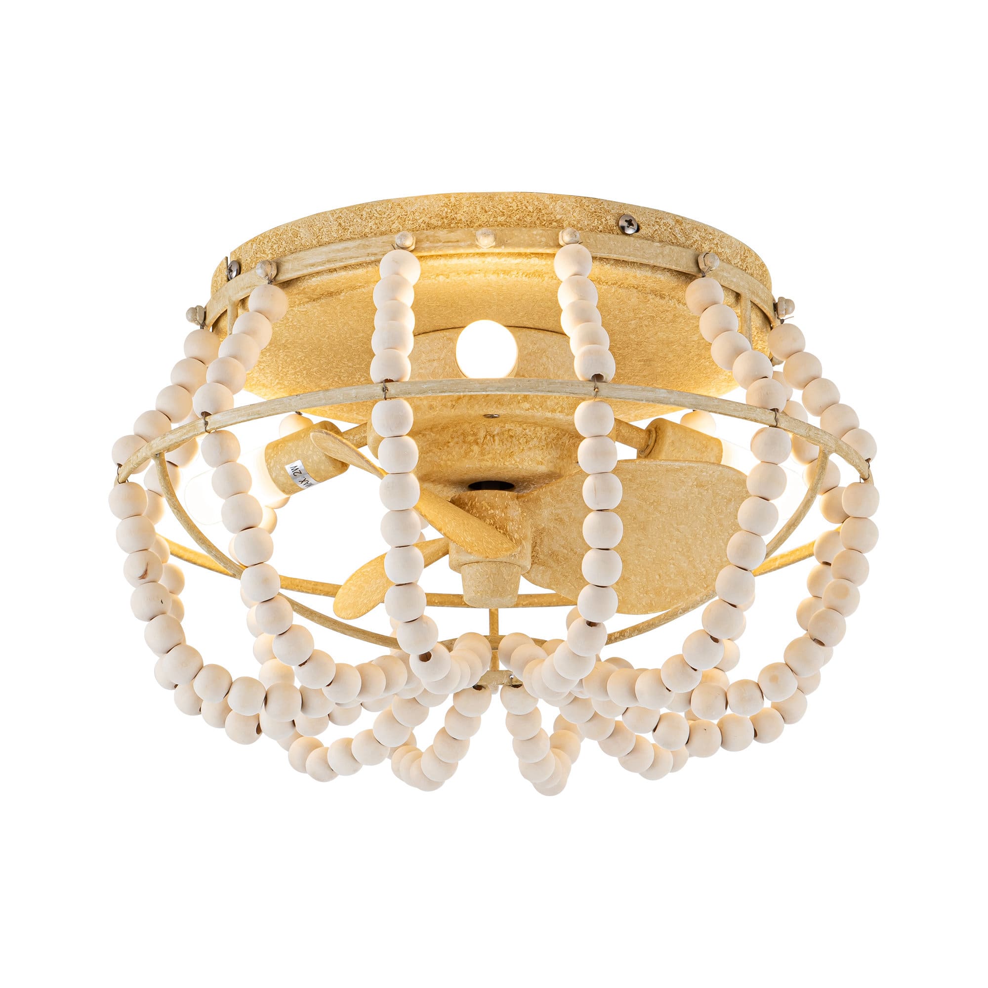 Front. Parrot Uncle - 13" Bohemian 3-Light Flush Mount Ceiling Fan - Gold.