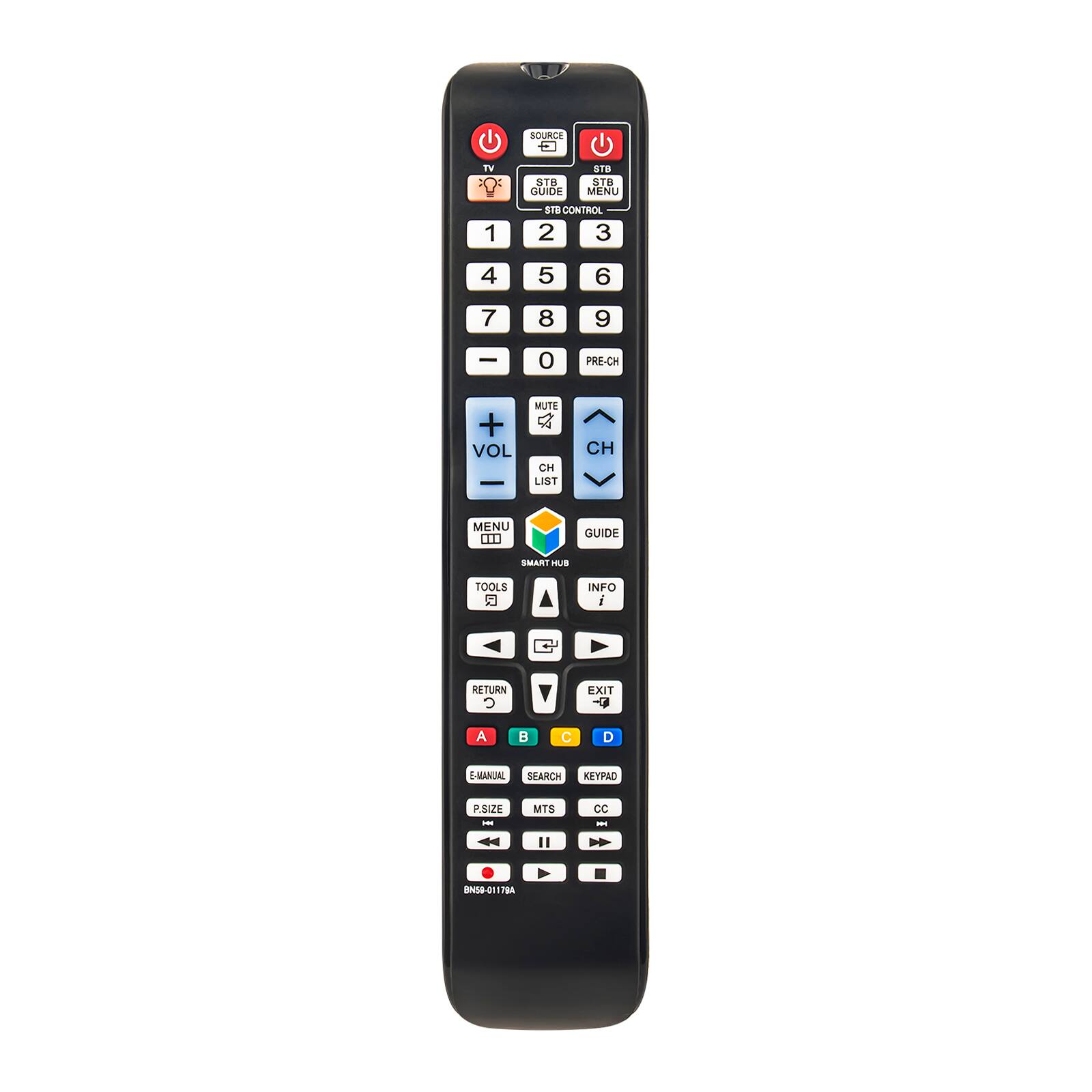 SOURCE TV STB CLUIDE STB STB MENU 1 2 3 4 5 6 7 8 9 0 PRE-CH VOL + MUTE CH LIST CH MENU GUIDE SMART TOOLS INFO RETURN C EXIT A B D - MANUAL SEARCH KEYPAD P.SIZE MTS CC - II-H8 7B