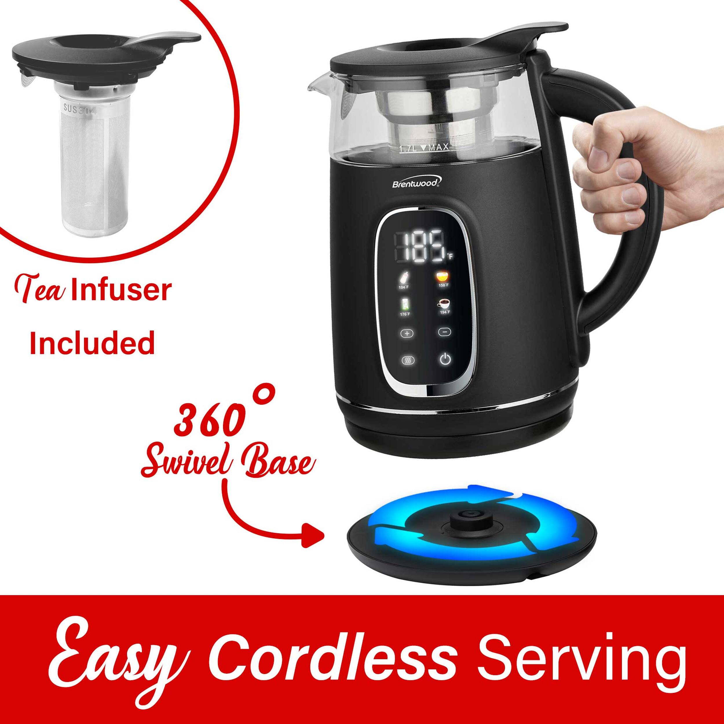 SUSTEY TAX Brentwood Tea Infuser Included - i + F - 360 Swivel Base Easy Cordless Serving