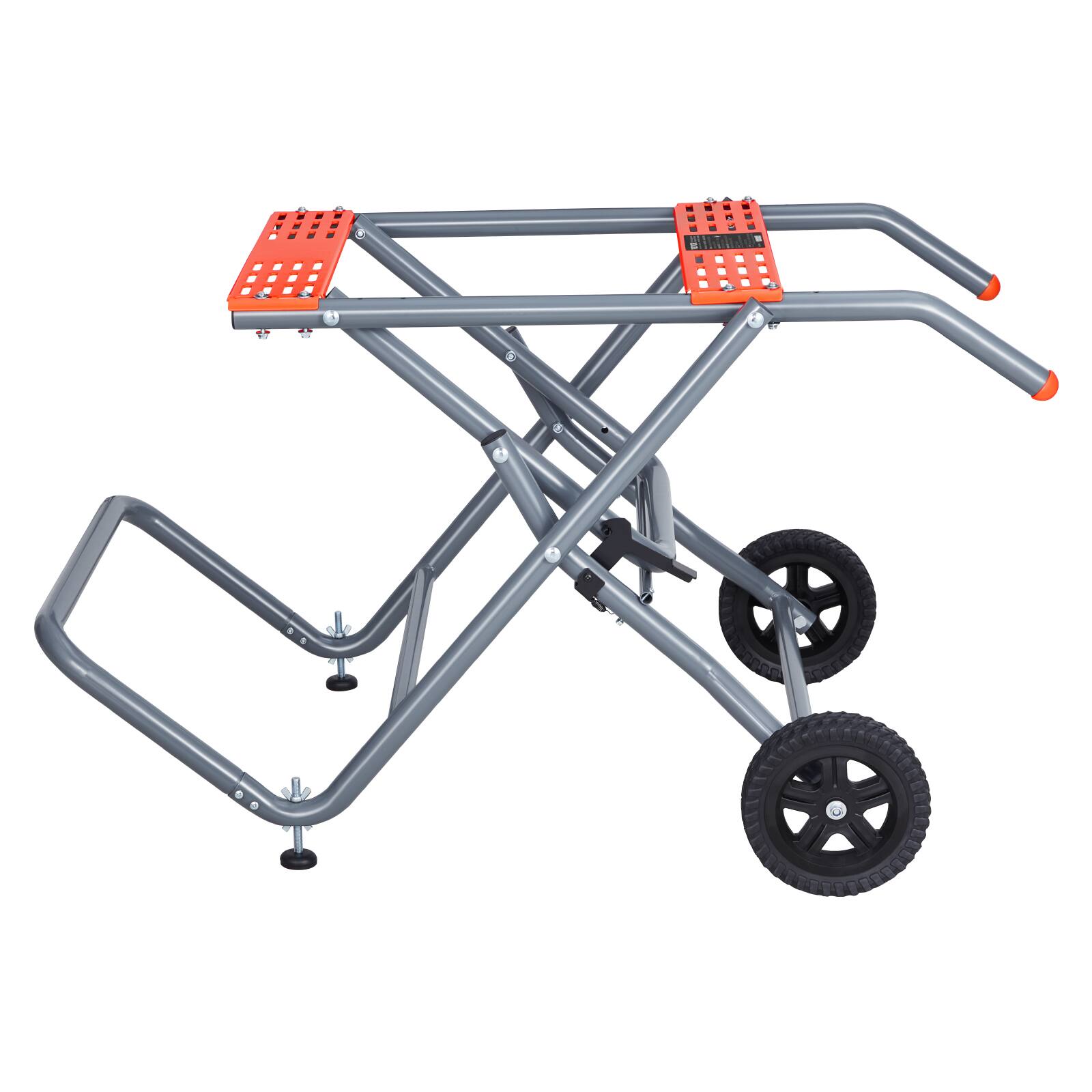 Alt View 5. VEVOR - Portable Table Saw Stand, 350 lbs Load Capacity, Rolling Foldable Table Saw Table with 8 Inches Rubber Wheels - Gray.