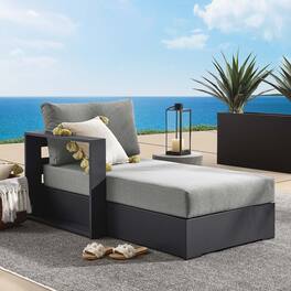 Tahoe Outdoor Patio Powder-Coated Aluminum Modular Left-Facing Chaise Lounge by Modway - Gray Charcoal