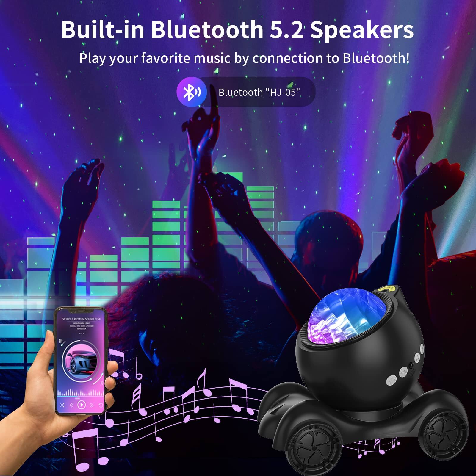 Built-in Bluetooth 5.2 Speakers  
Play your favorite music by connection to Bluetooth!  
Bluetooth "HJ-05"