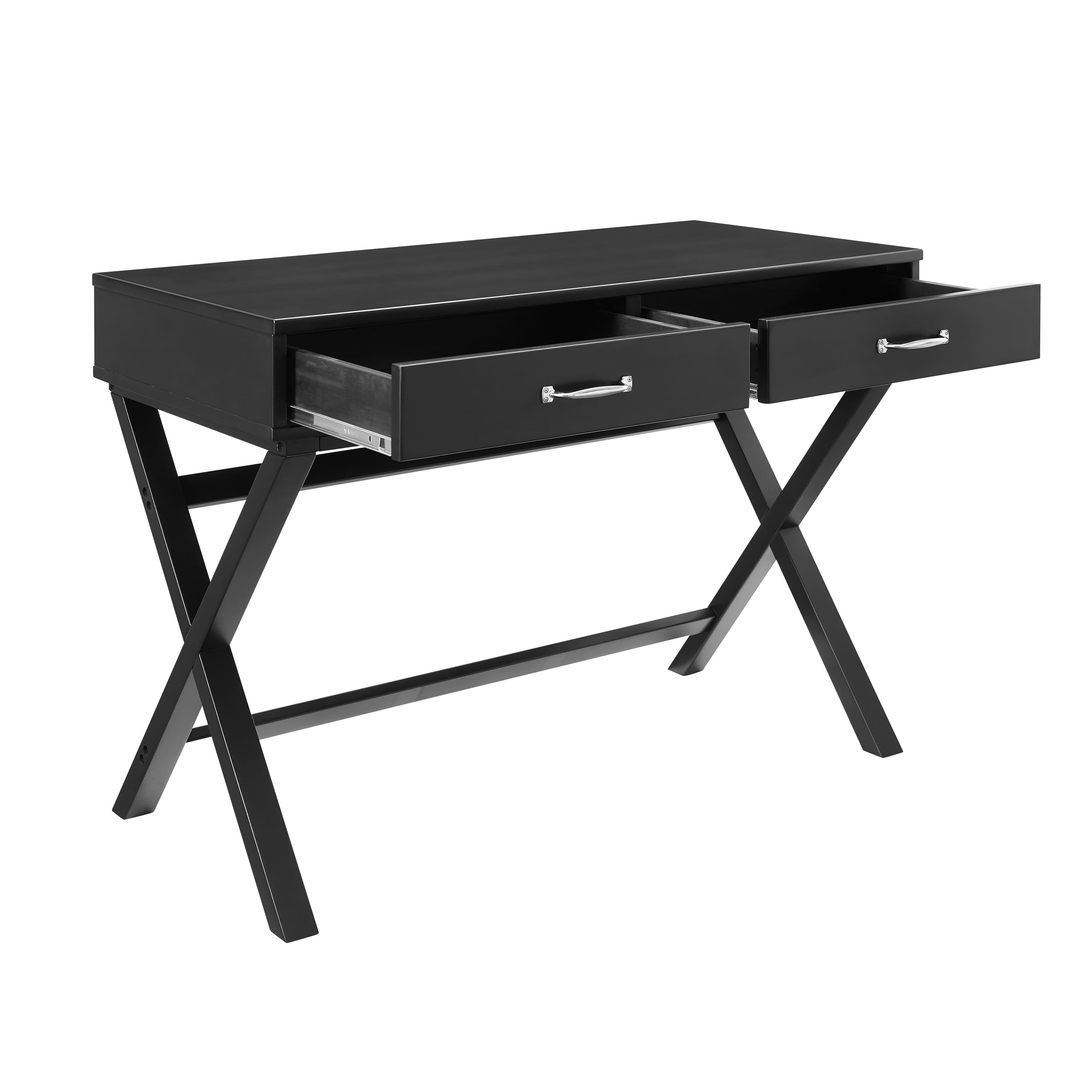 Angle. Linon Home Décor - Pierce 2-Drawer Campaign-Style Desk - Black.