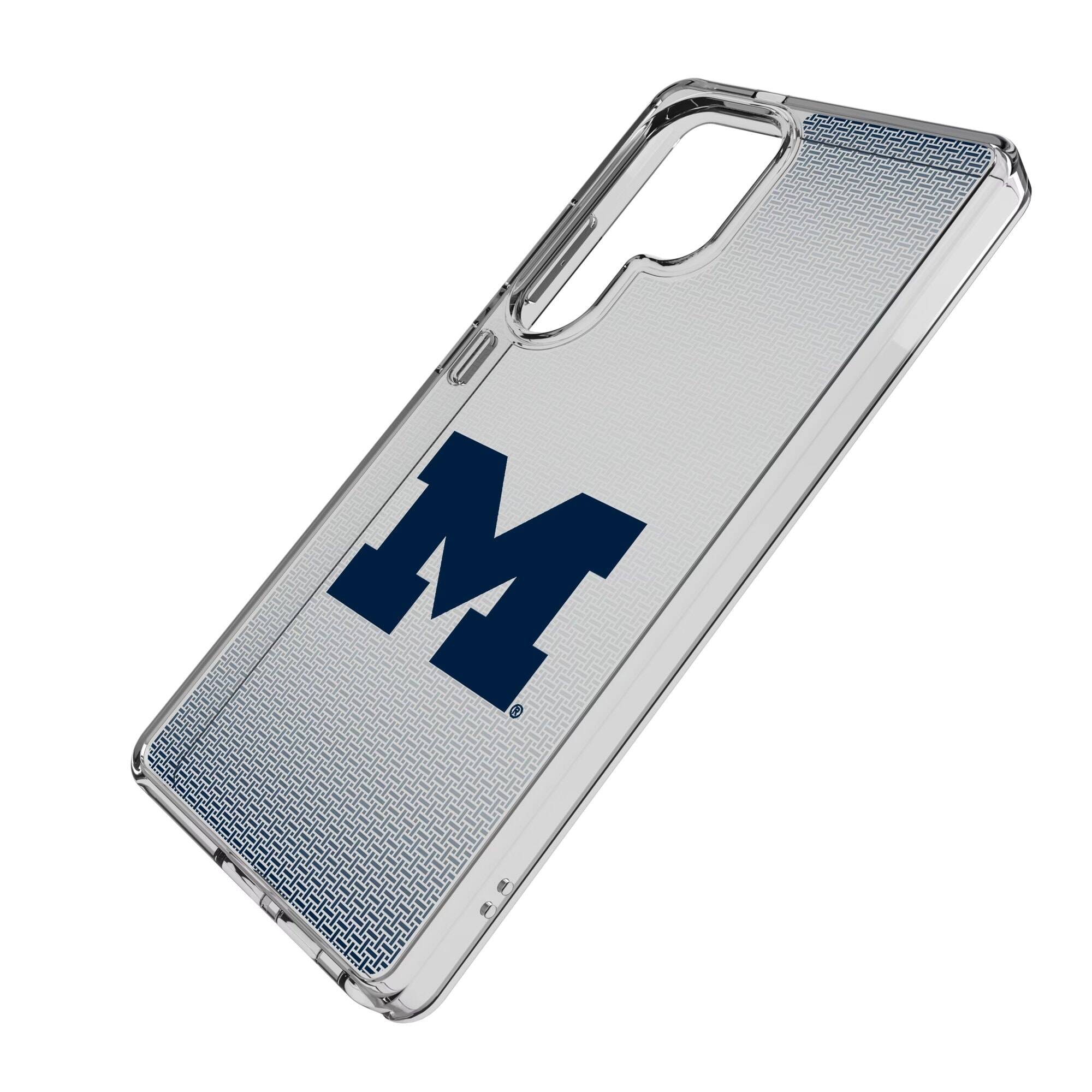 Alt View 1. Keyscaper - Michigan Wolverines Linen Logo Galaxy Clear Case - S22 - Multicolor.
