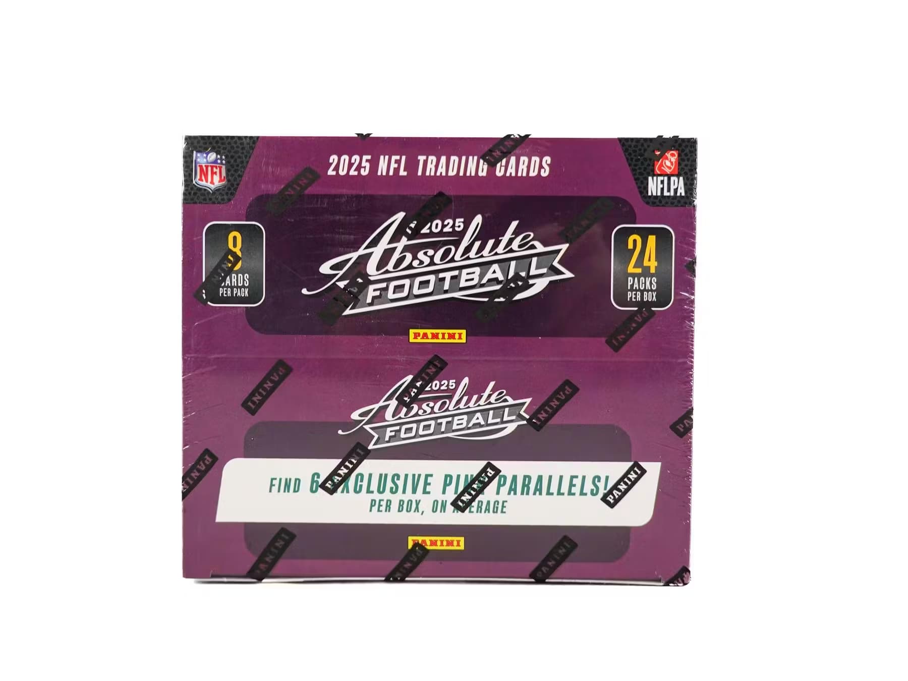 NFL 2025 NFL TRADING CARDS NFLPA 2025 Absolute FOOTBALL PANINI 2025 PANINI FOOTBALL 24 CARDS PER PACK 24 PACKS PER BOX FIND 6 EXCLUSIVE PINNED PARALLELS PER BOX, ON AVERAGE PANINI