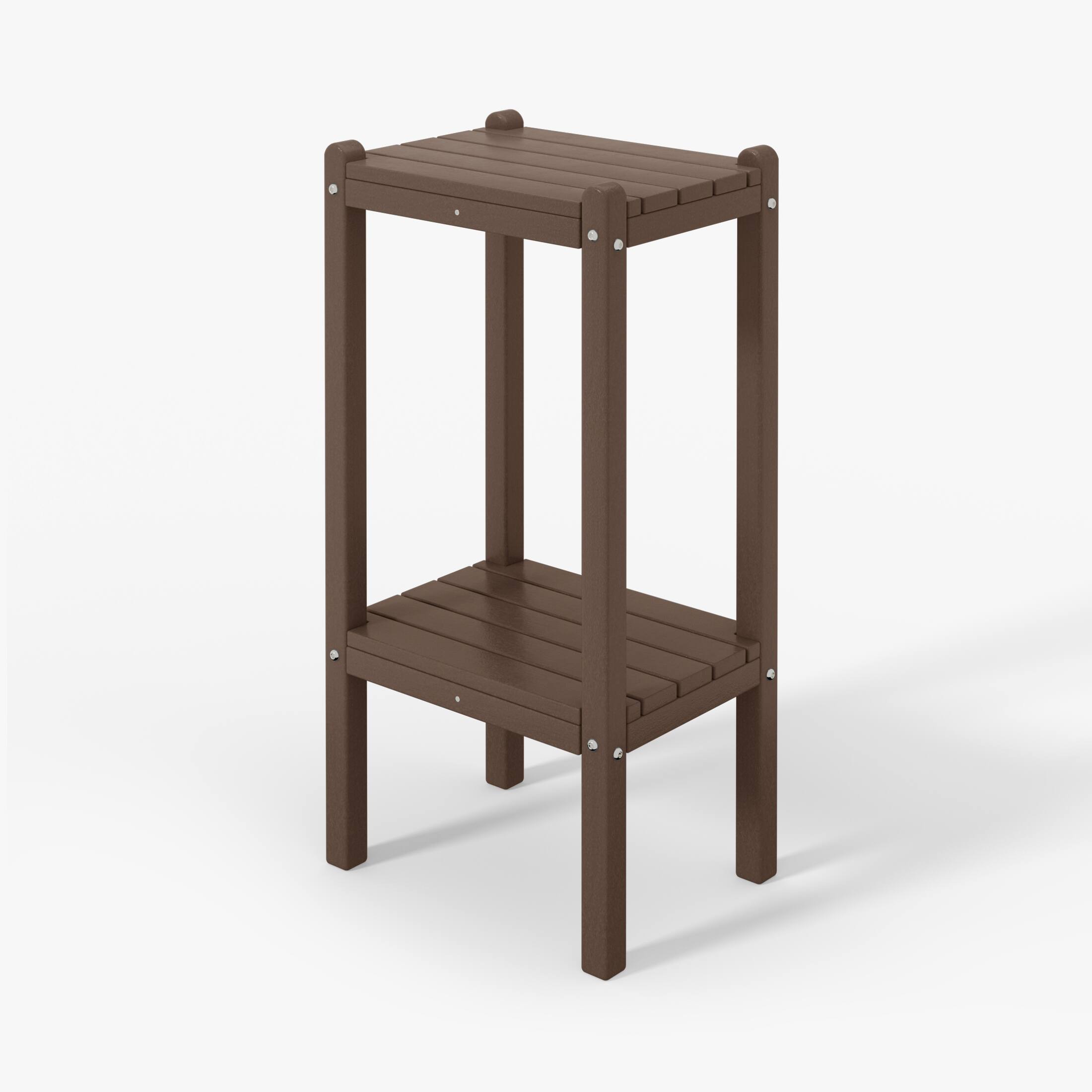 Alt View 1. WestinTrends - WestinTrends Malibu 36" Outdoor Adirondack HDPE 2-Tier Patio Side Table - Dark Brown.