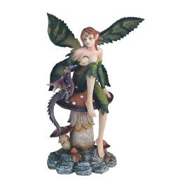 FC Design - 9"H Fairy Baby Dragon Sitting on Mushroom Figurine Statue Office Desk Tabletop Medieval Gaming Home Decor Gift - Multi-Color
