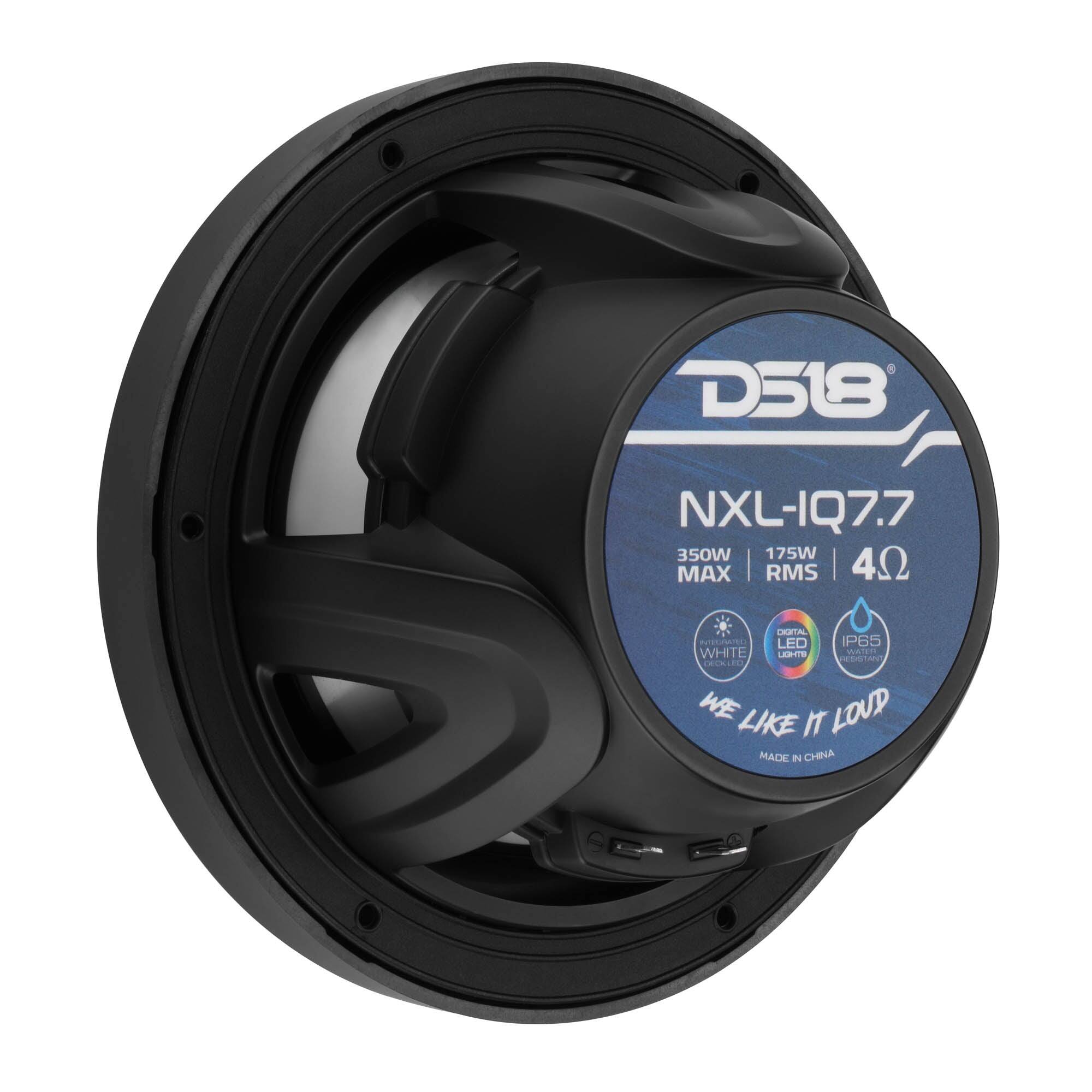 D518  
NXL-IQ7.7  
350W MAX  
175W RMS  
4Ω  
DIGITAL INTEGRATED LED P65 WHITE LIGHTS  
WATER RESISTANT  
WE LIKE IT LOUD  
MADE IN CHINA