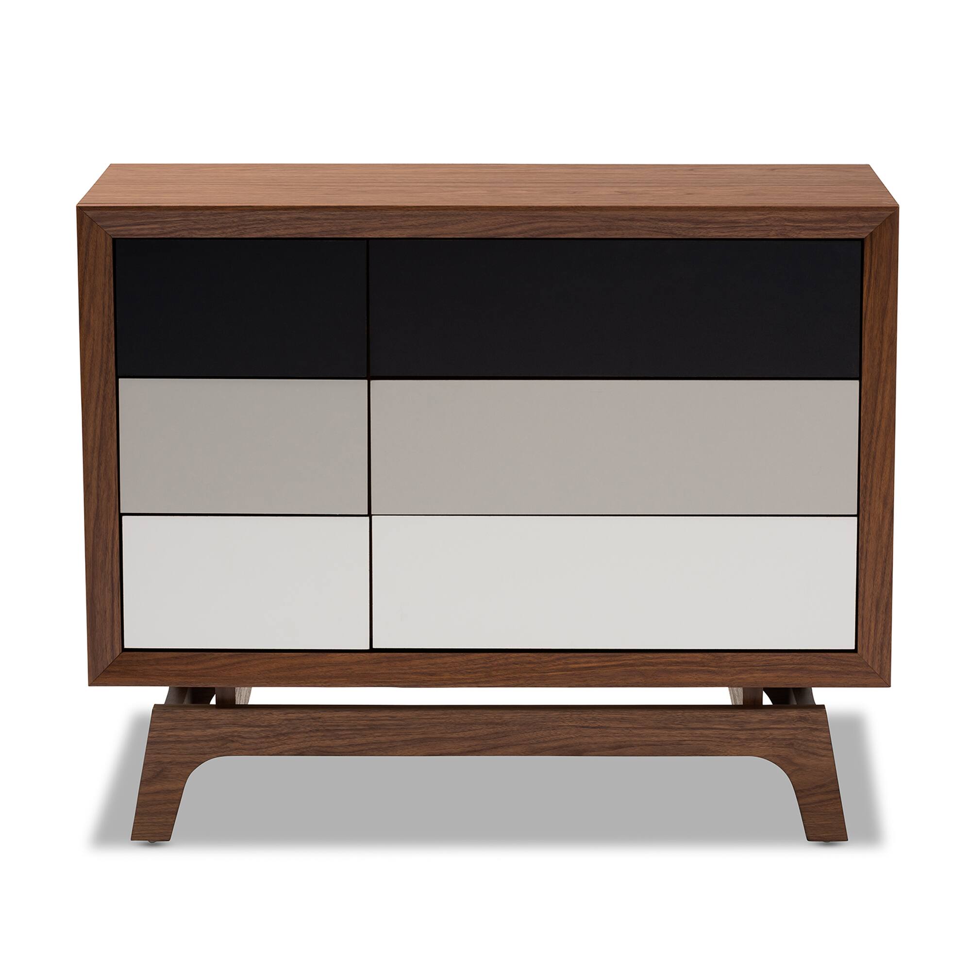 Left. Baxton Studio - Svante Mid-Century Modern Finished Wood 6-Drawer Chest - Walnut/White/Gray.