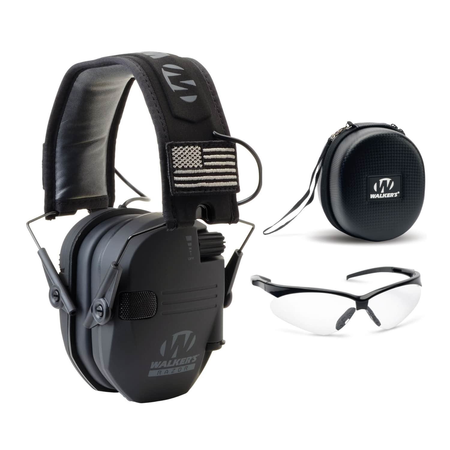 Walkers - Walker’s Razor Slim Electronic Muff ( Patriot) with Case Bundle - Black