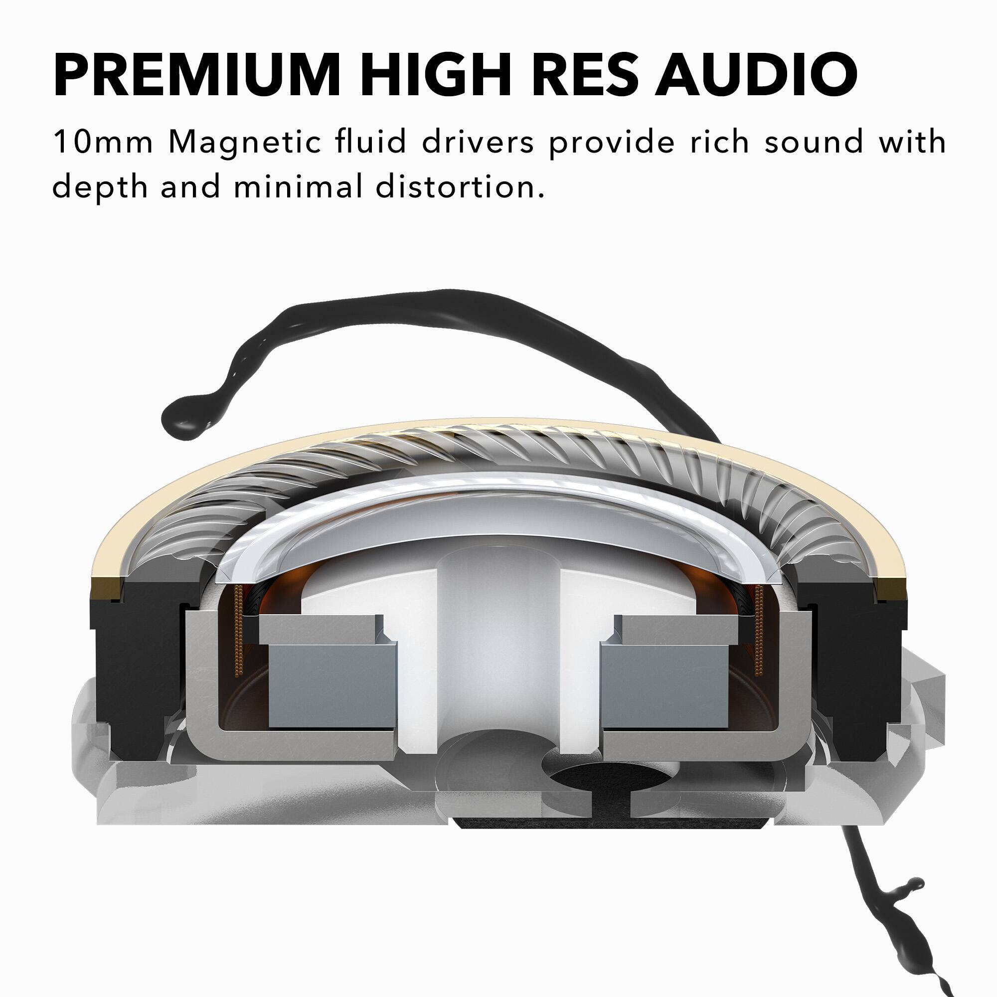 PREMIUM HIGH RES AUDIO

10mm Magnetic fluid drivers provide rich sound with depth and minimal distortion.