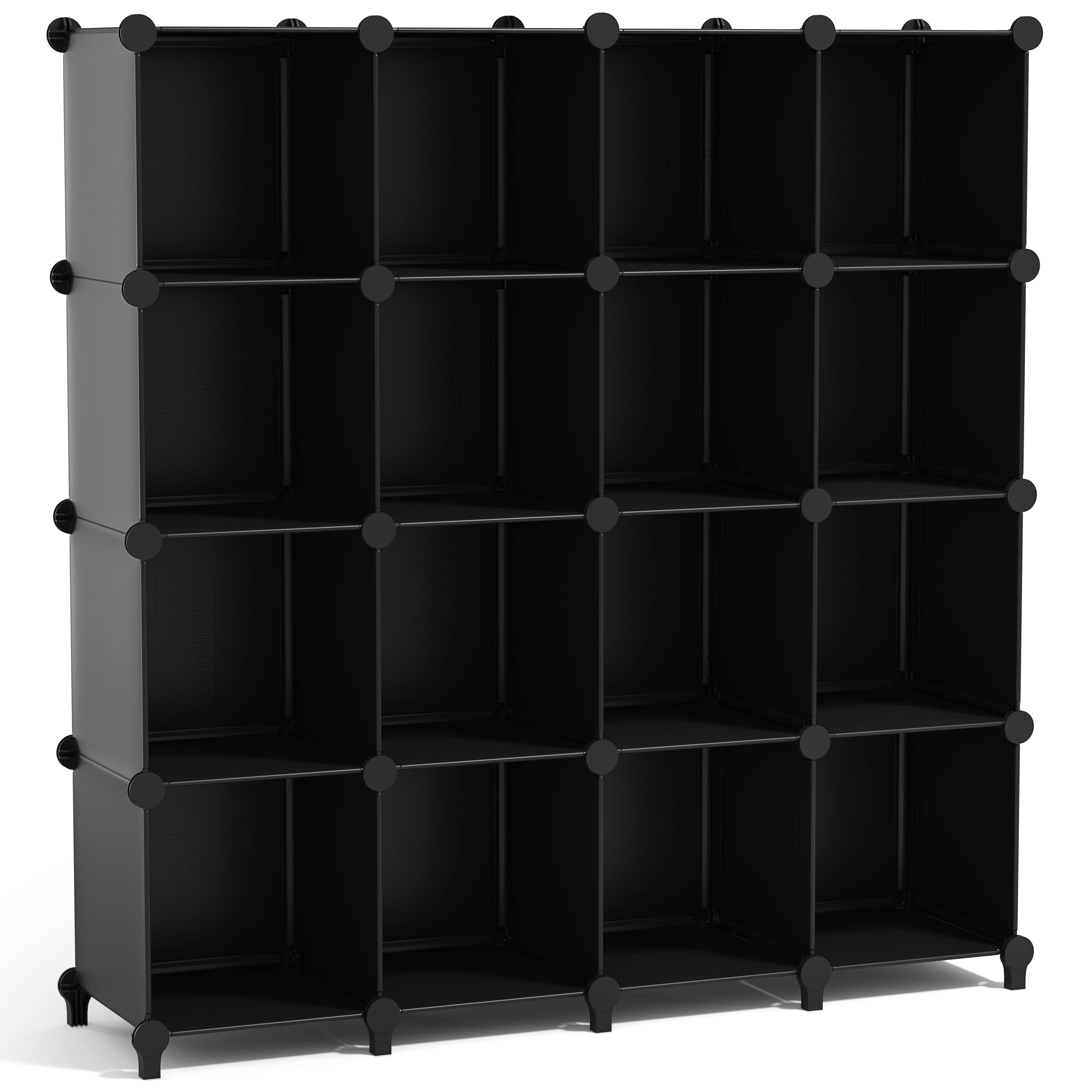 Angle. Sorbus - Sorbus 16 Cube Storage Organizer –Waterproof Cubby Shelf - Closet, Toys, Books, Shoes, Décor –Bedroom, Living Room, Kids - Black.