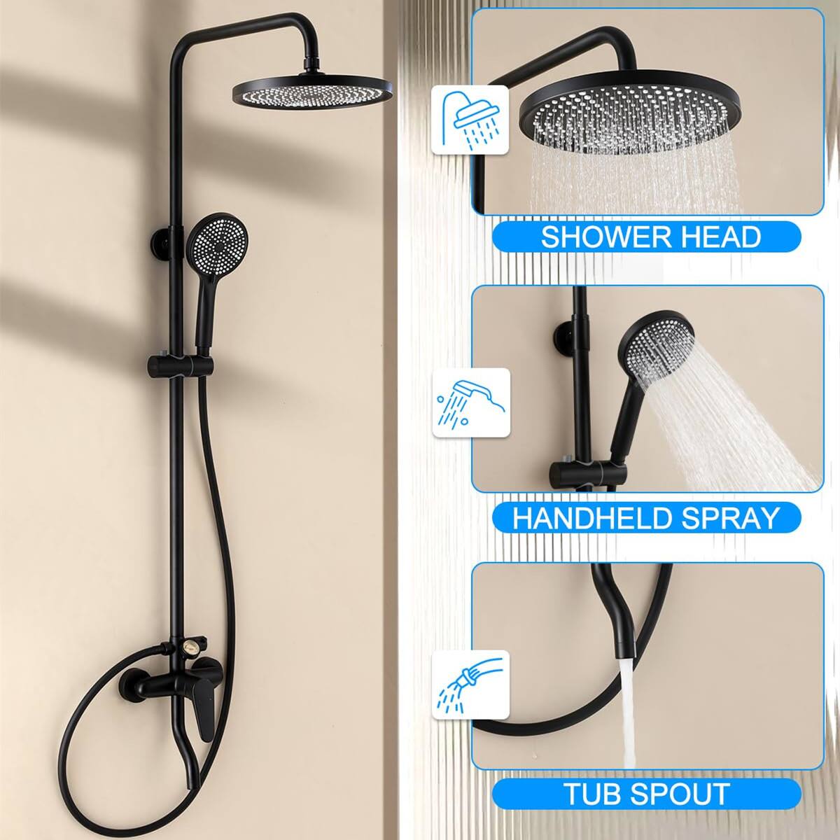 SHOWER HEAD  
HANDHELD SPRAY  
TUB SPOUT